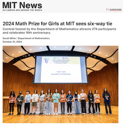 2024 Math Prize for Girls at MIT sees six-way tie - Math Prize for Girls - Official Site ...